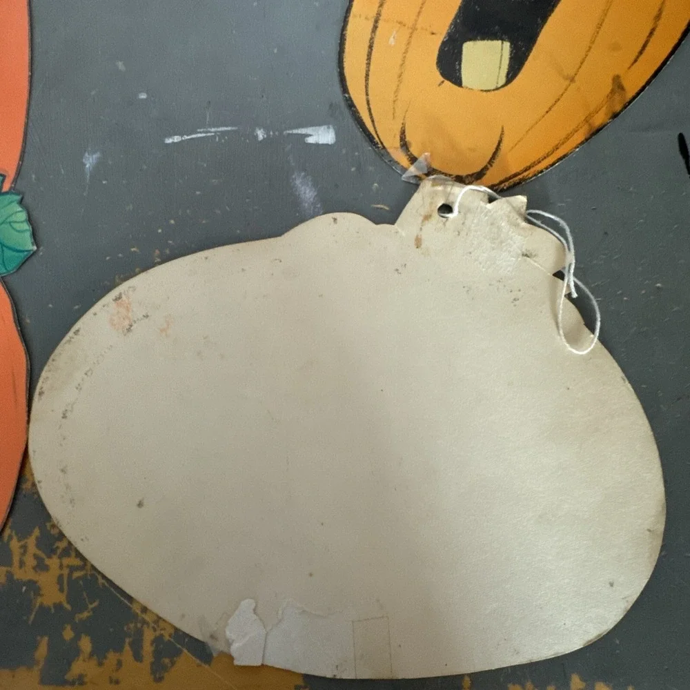 LOT 4 Vintage die cut pumpkin jack o lantern Halloween decoration paper ephemera